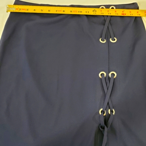 SOHO Apparel - Navy Blue Skirt with Silver Grommet & Ties - Picture 9 of 10